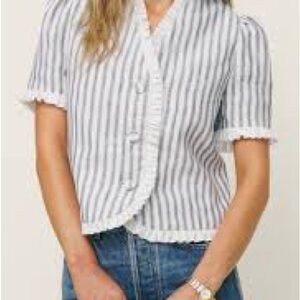 Reformation Blue and White Striped Blouse